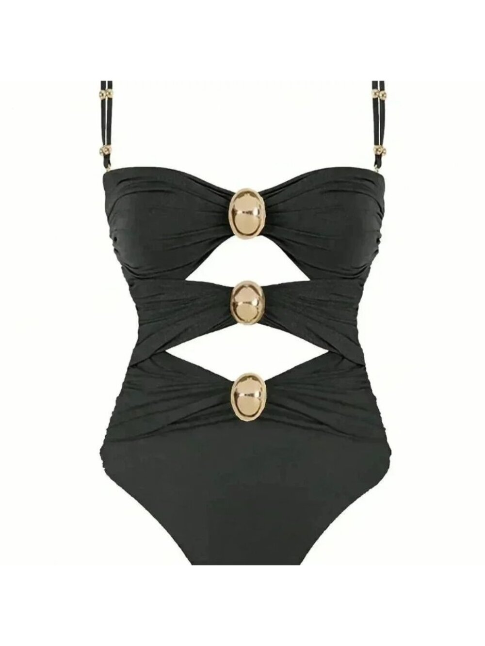 Black Sexy Women's Colorblock Hollow Out One Piece Swimsuit